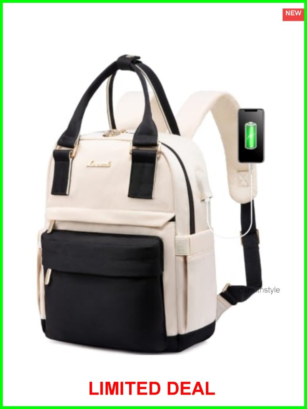 Mini Backpack for Women Waterproof Nylon Purse USB Port Cute Daypack